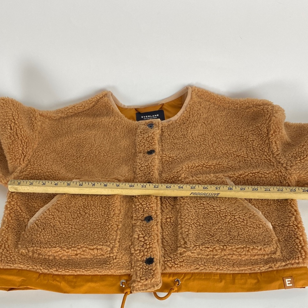 Everlane Women’s The Renew Teddy Sherpa Button Brown Jacket Sz M Oversized - Picture 8 of 8